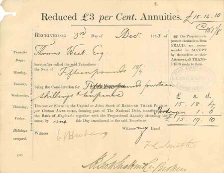 1881 Reduced 3% Annuity Bond  Image Credit: Annuity Museum